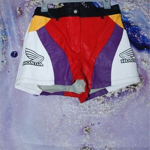 Colorblock Leather Shorts